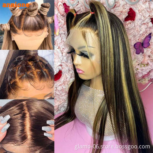 HD Lace Frontal Wig For Black Women,Blonde 613 Lace Front Wigs Vendor,Blonde P4/27 Deep Curly Wave Highlight Human Hair Wig